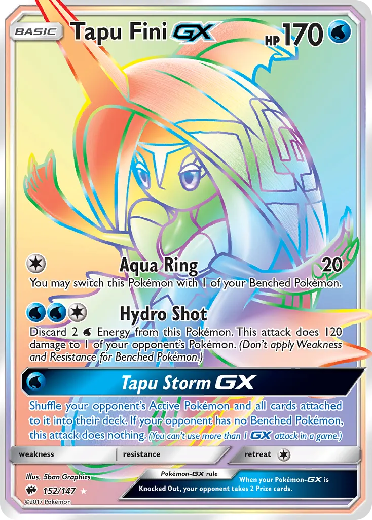 Tapu Fini-GX — Burning Shadows 152 Pokémon card