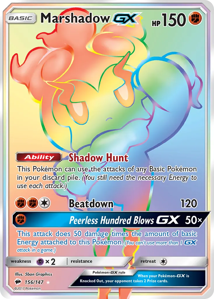 Marshadow-GX — Burning Shadows 156 Pokémon card
