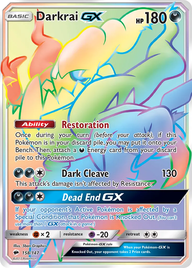 Darkrai-GX — Burning Shadows 158 Pokémon card