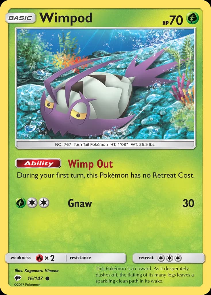 Wimpod — Burning Shadows 16 Pokémon card
