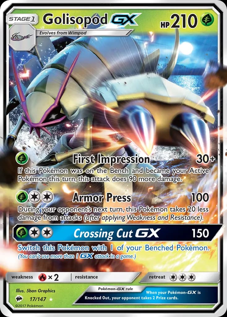 Golisopod-GX — Burning Shadows 17 Pokémon card