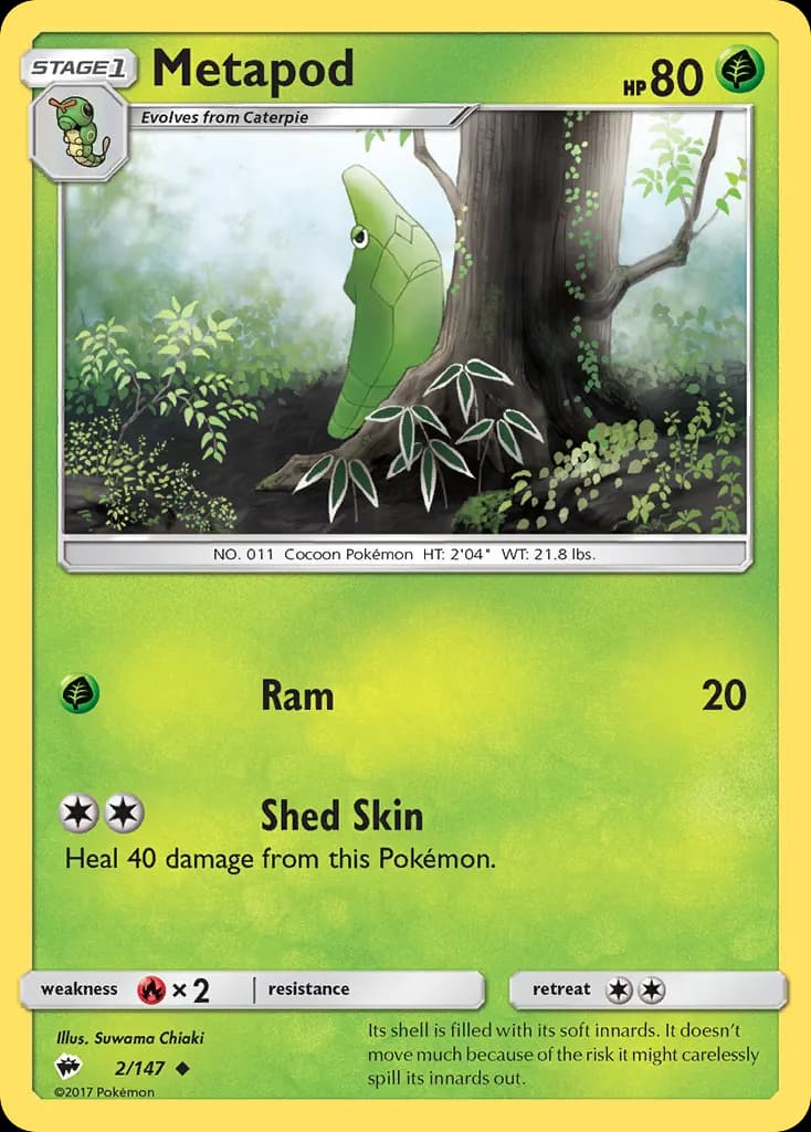 Metapod — Burning Shadows 2 Pokémon card