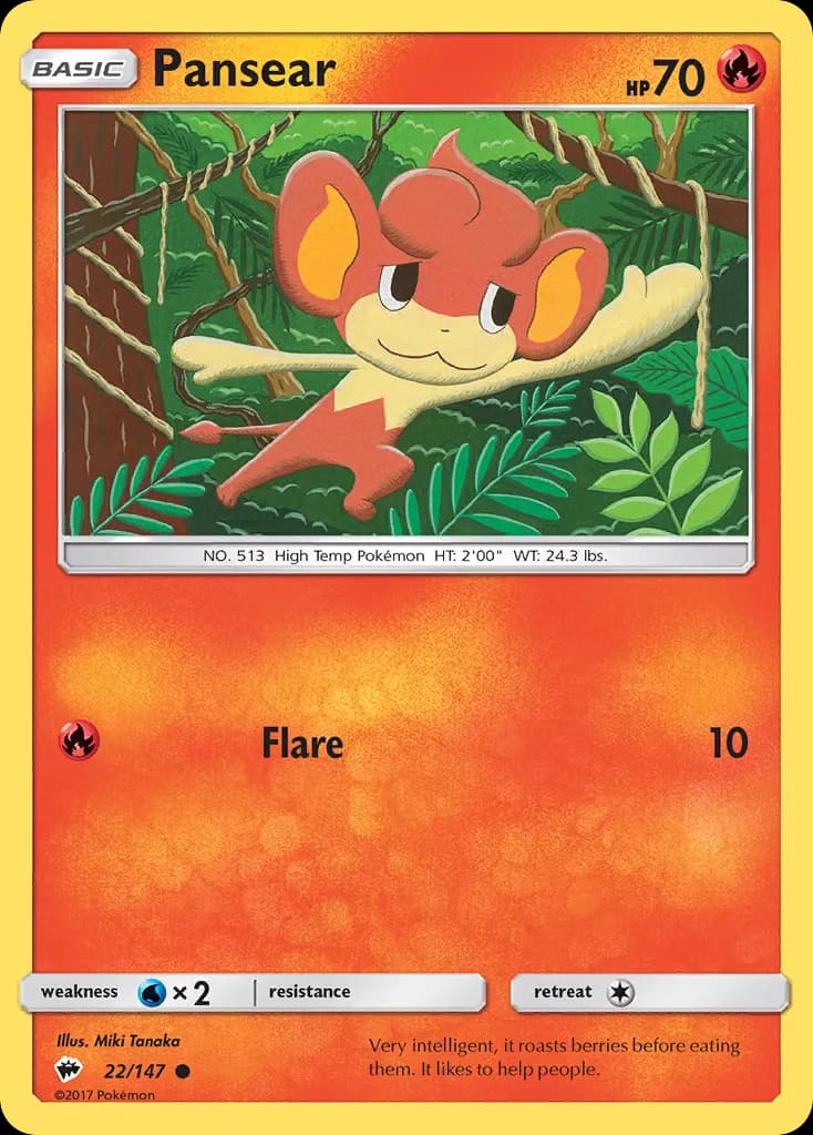 Pansear — Burning Shadows 22 Pokémon card