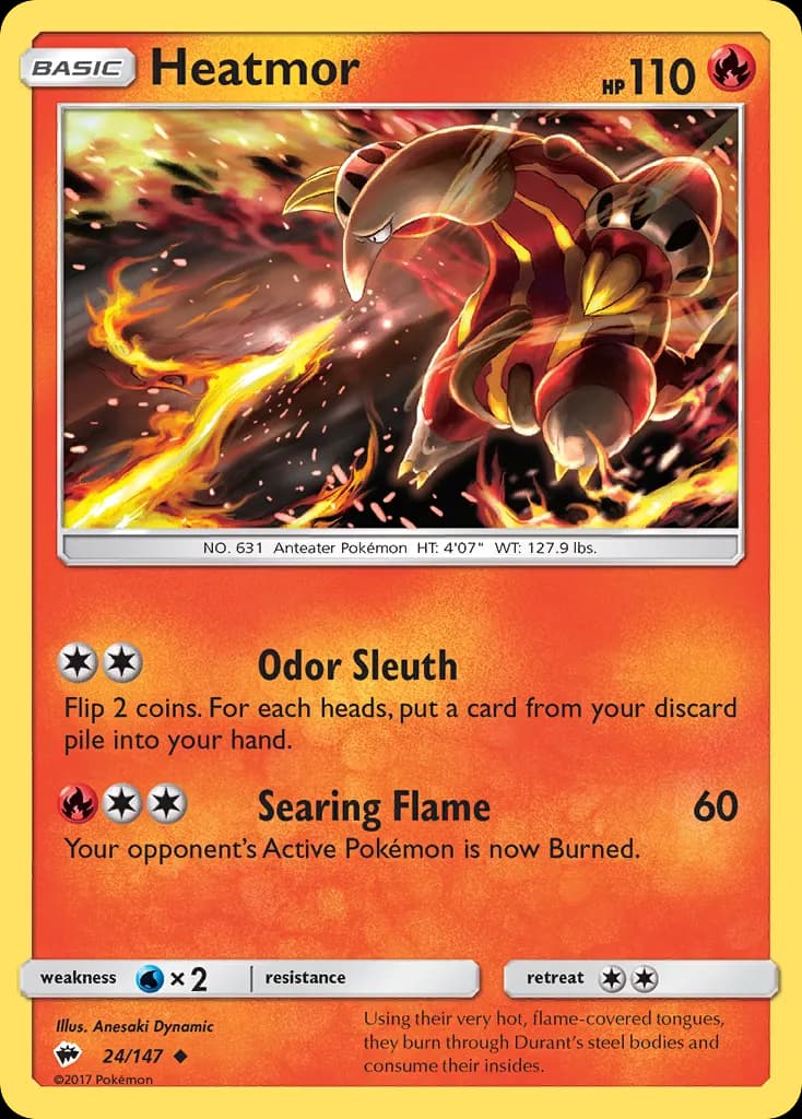 Heatmor — Burning Shadows 24 Pokémon card