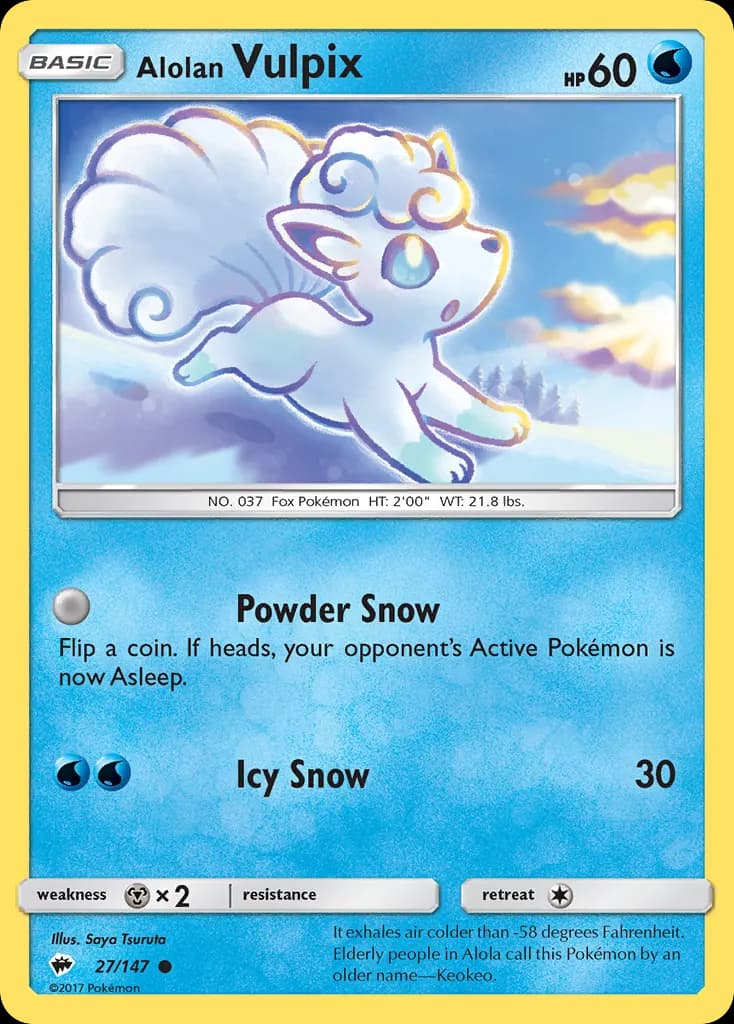 Alolan Vulpix — Burning Shadows 27 Pokémon card
