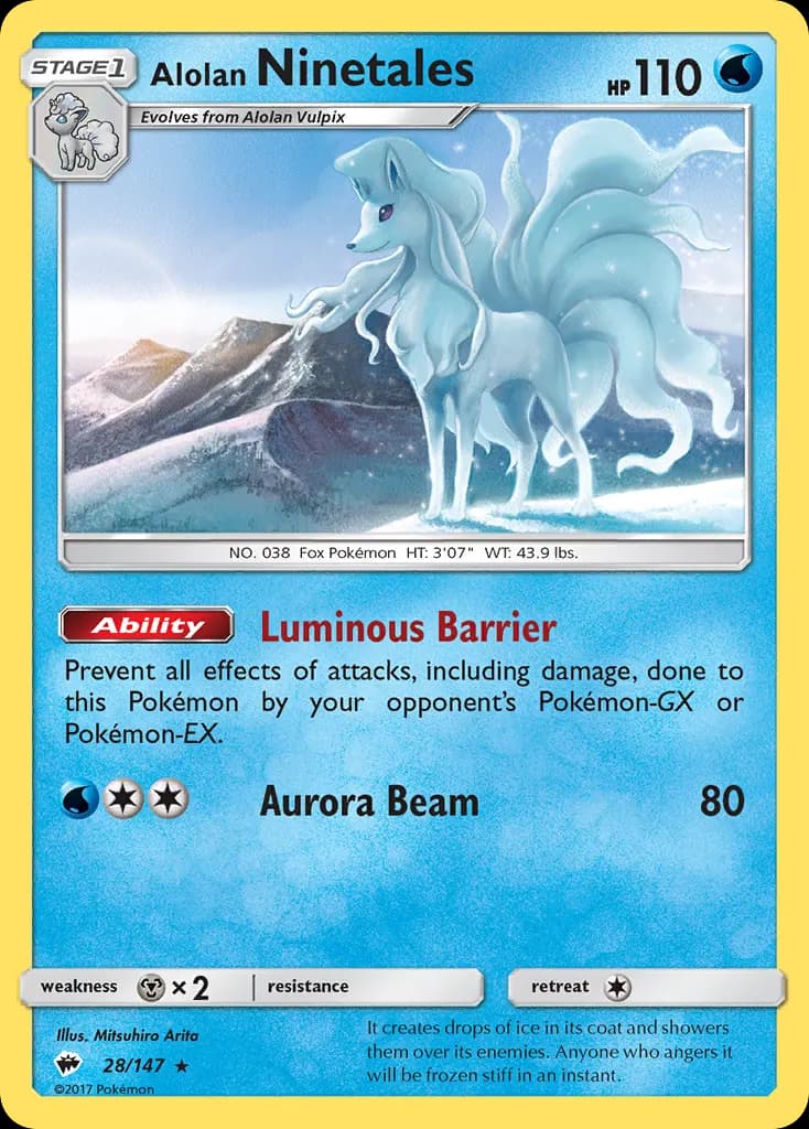 Alolan Ninetales — Burning Shadows 28 Pokémon card