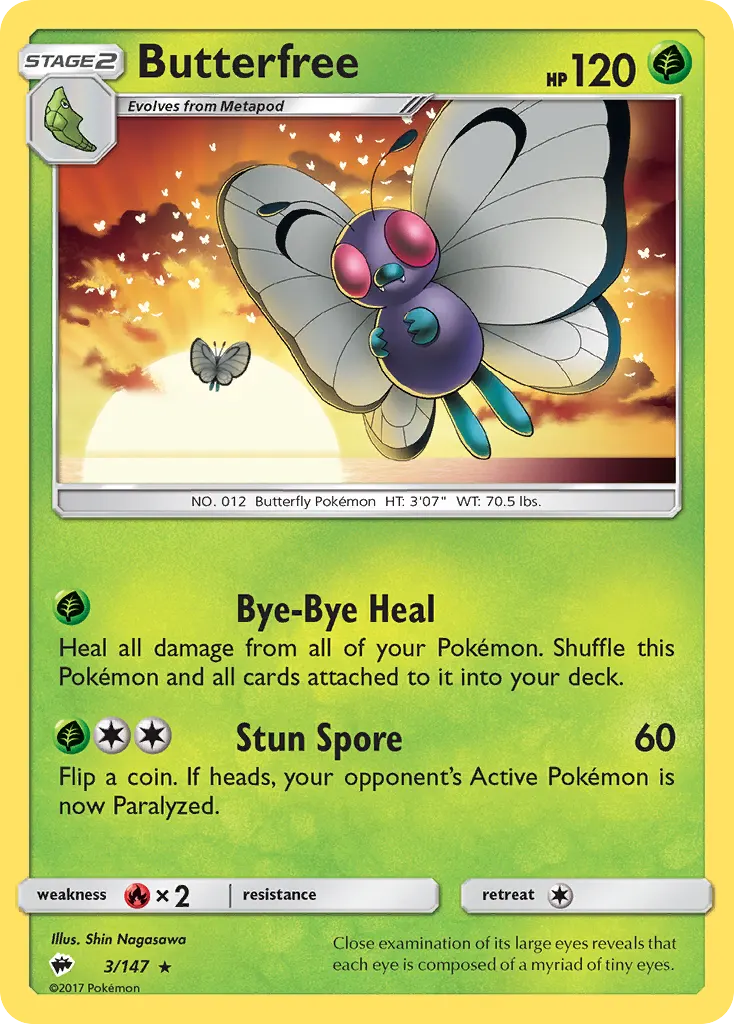 Butterfree — Burning Shadows 3 Pokémon card