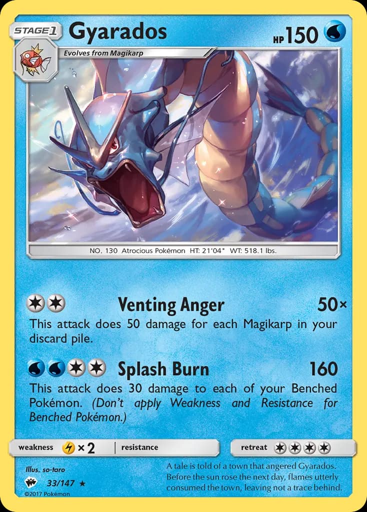 Gyarados — Burning Shadows 33 Pokémon card