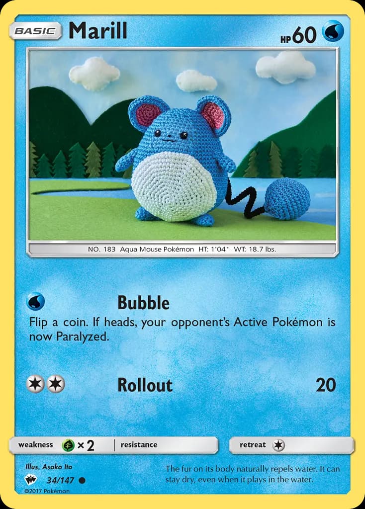Marill — Burning Shadows 34 Pokémon card
