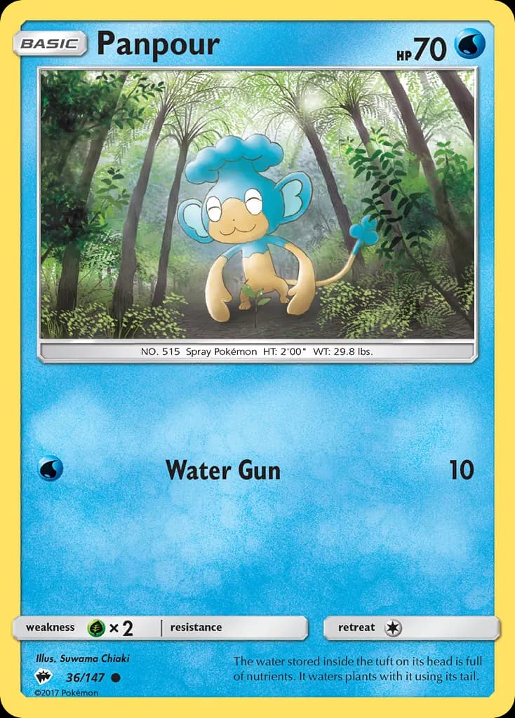 Panpour — Burning Shadows 36 Pokémon card