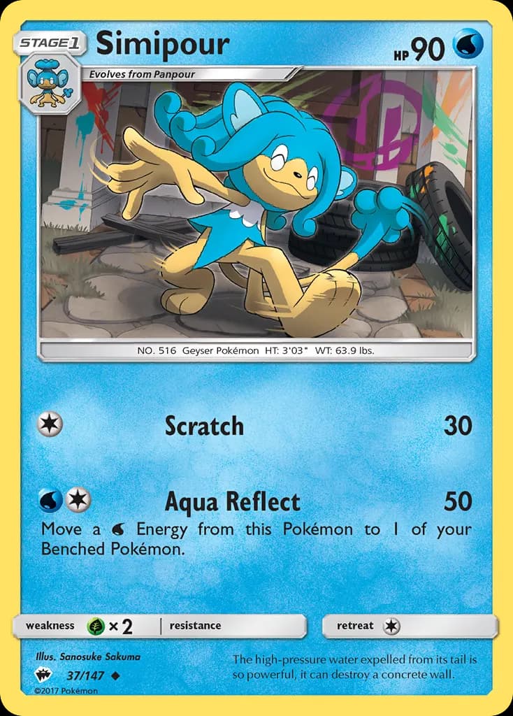Simipour — Burning Shadows 37 Pokémon card