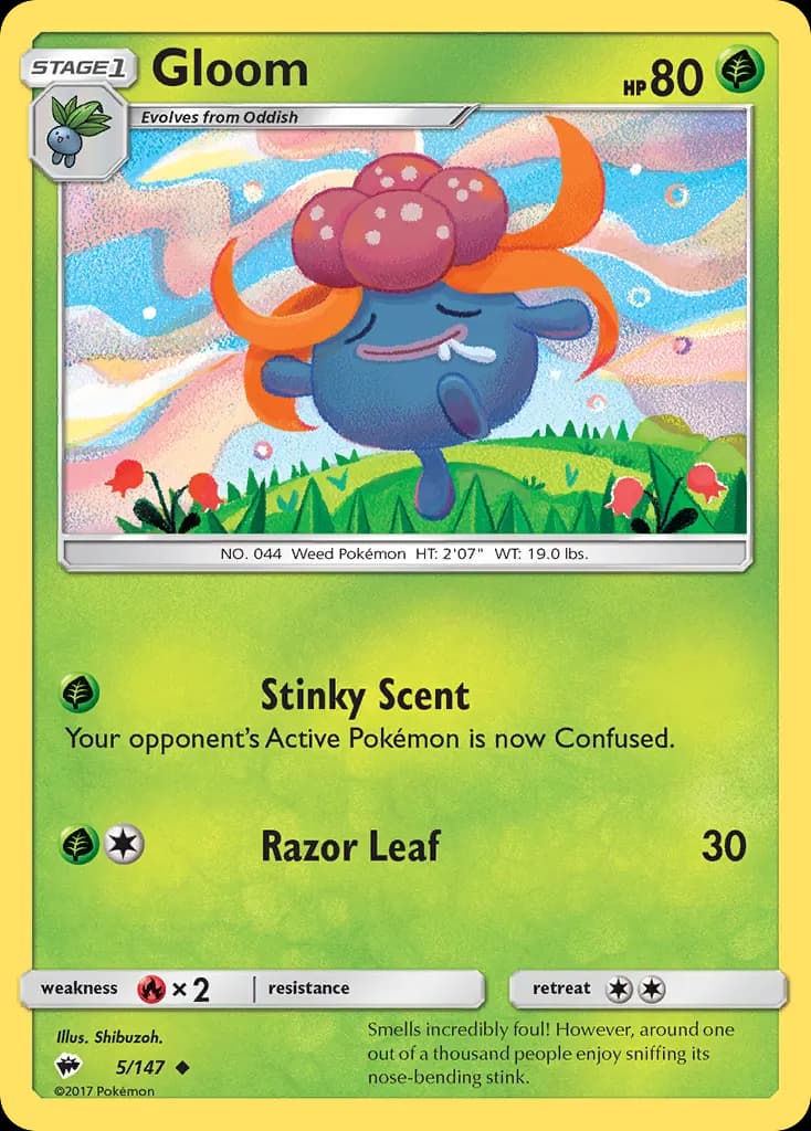 Gloom — Burning Shadows 5 Pokémon card