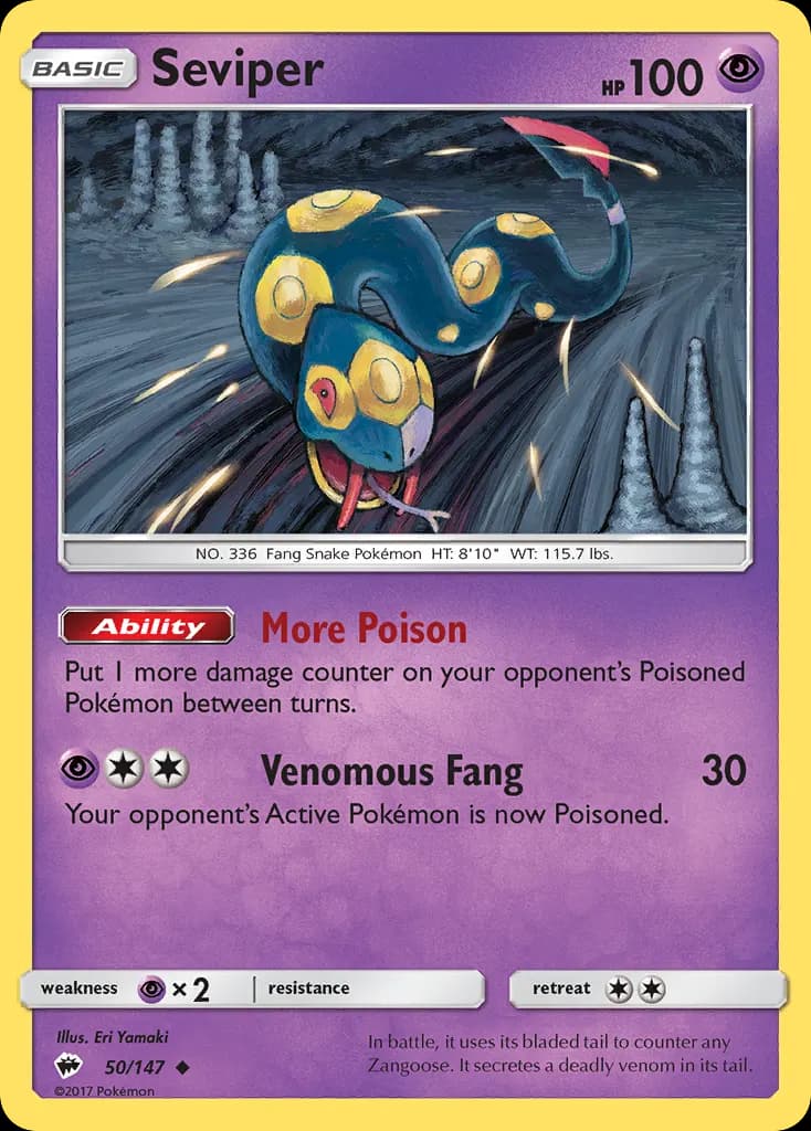 Seviper — Burning Shadows 50 Pokémon card