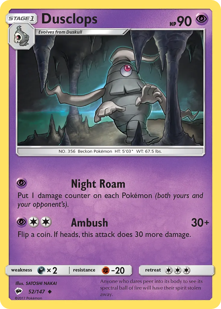 Dusclops — Burning Shadows 52 Pokémon card