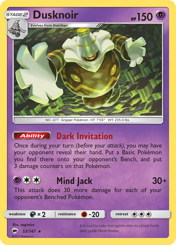 Dusknoir — Burning Shadows 53 Pokémon card