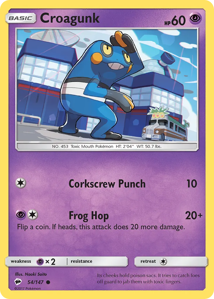 Croagunk — Burning Shadows 54 Pokémon card
