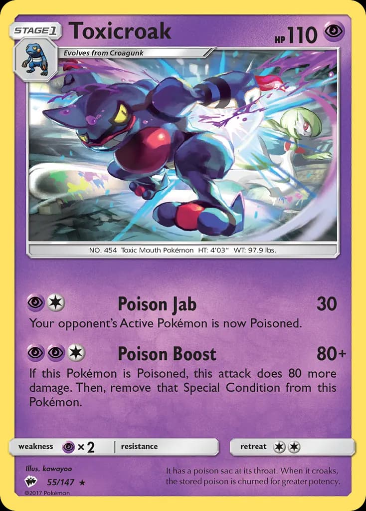 Toxicroak — Burning Shadows 55 Pokémon card