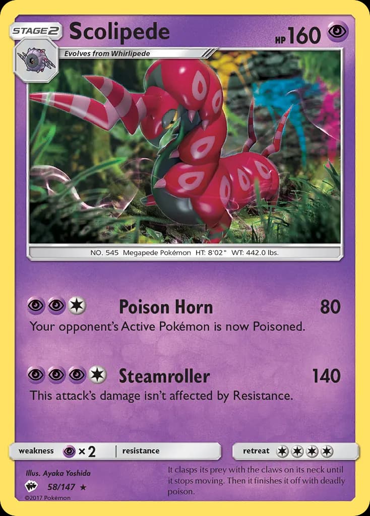Scolipede — Burning Shadows 58 Pokémon card