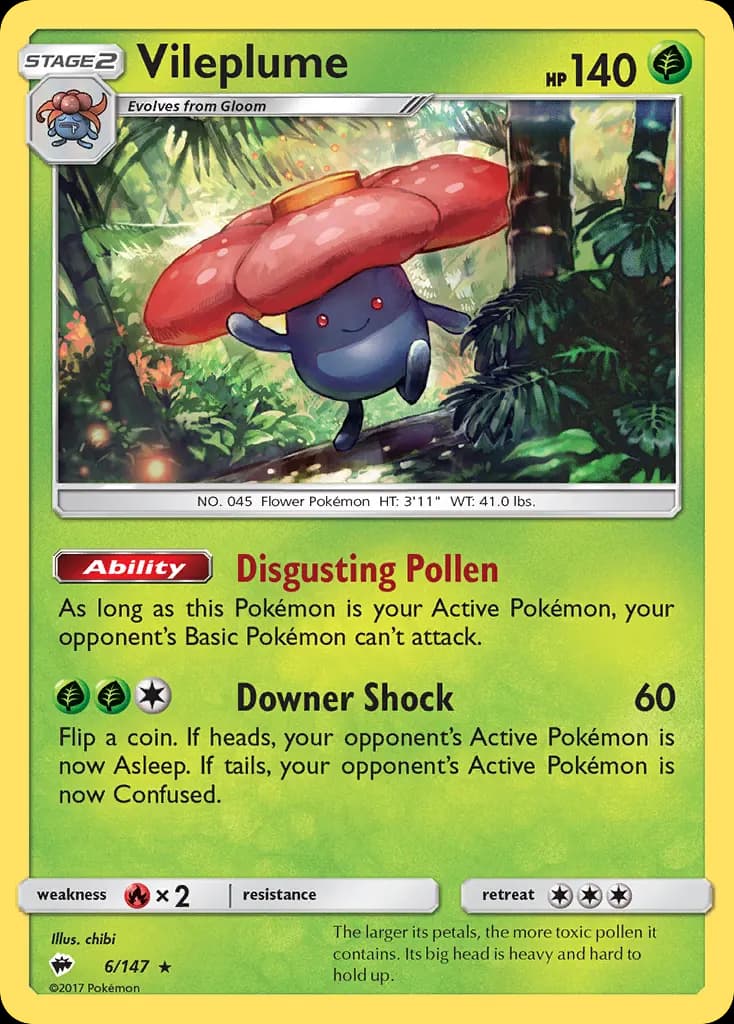Vileplume — Burning Shadows 6 Pokémon card