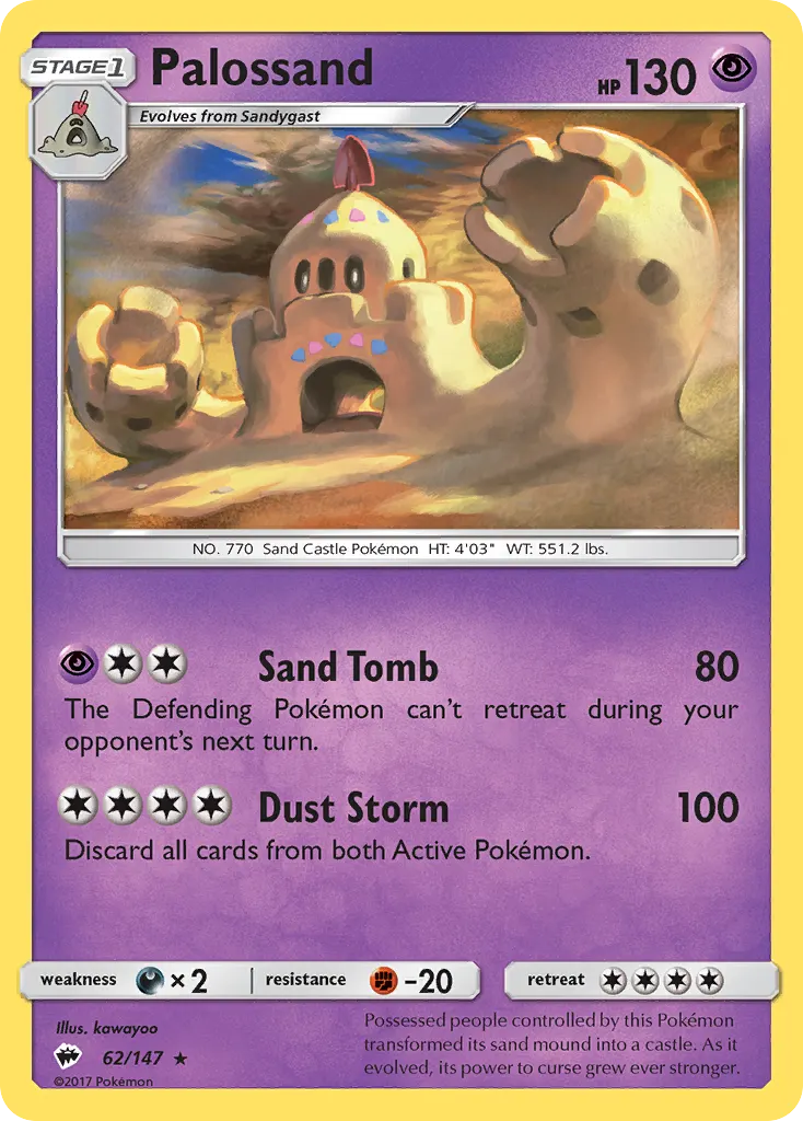 Palossand — Burning Shadows 62 Pokémon card