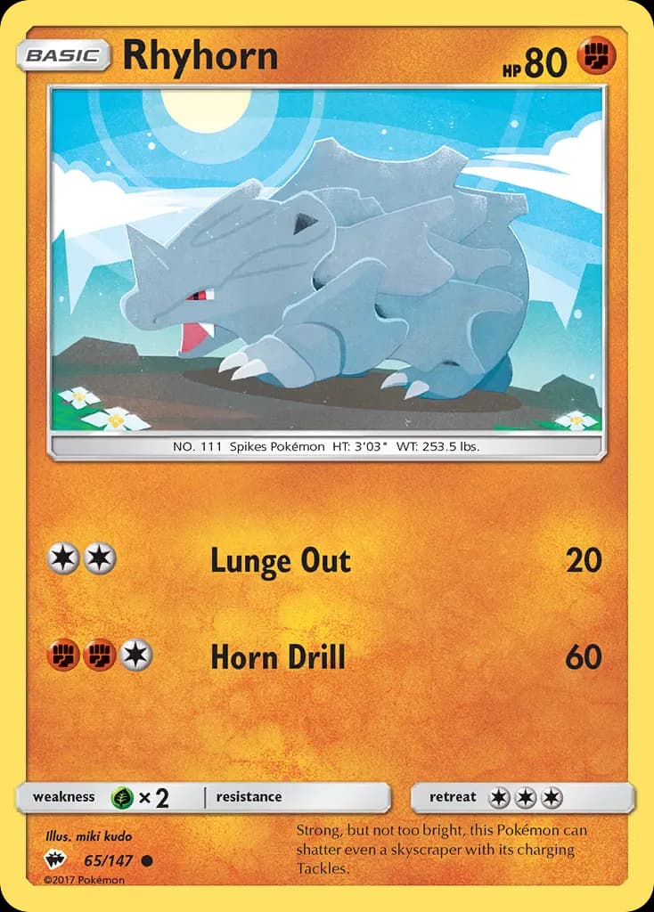 Rhyhorn — Burning Shadows 65 Pokémon card