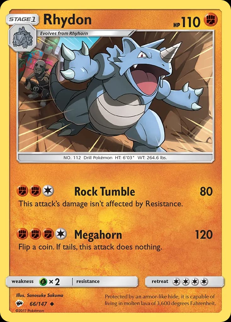 Rhydon — Burning Shadows 66 Pokémon card