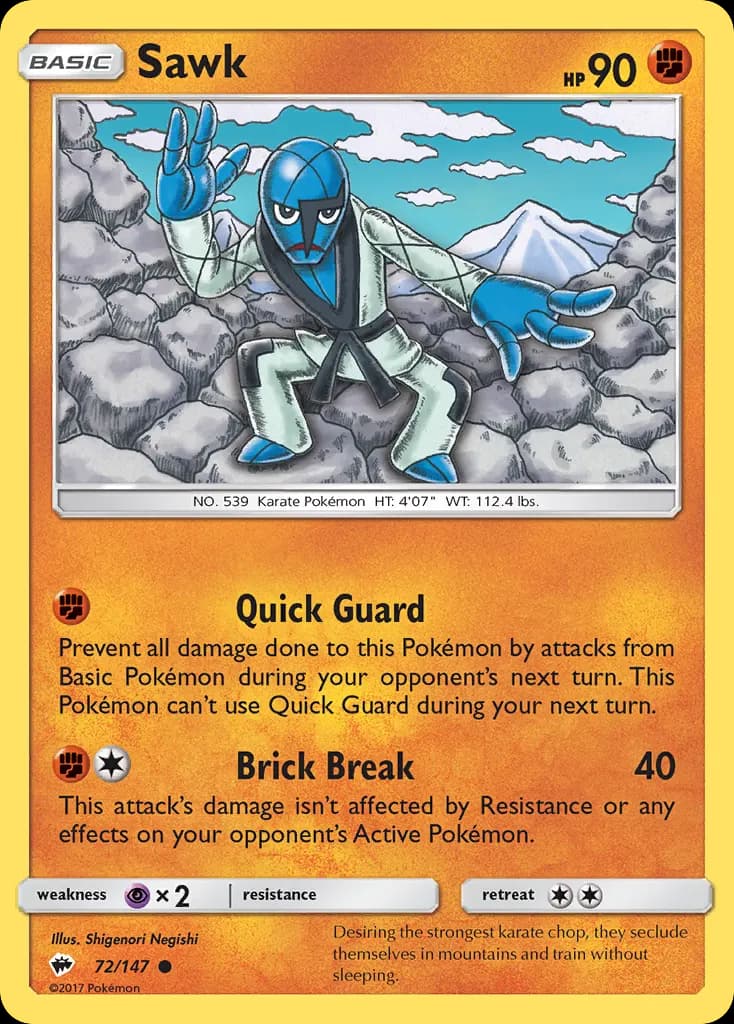 Sawk — Burning Shadows 72 Pokémon card