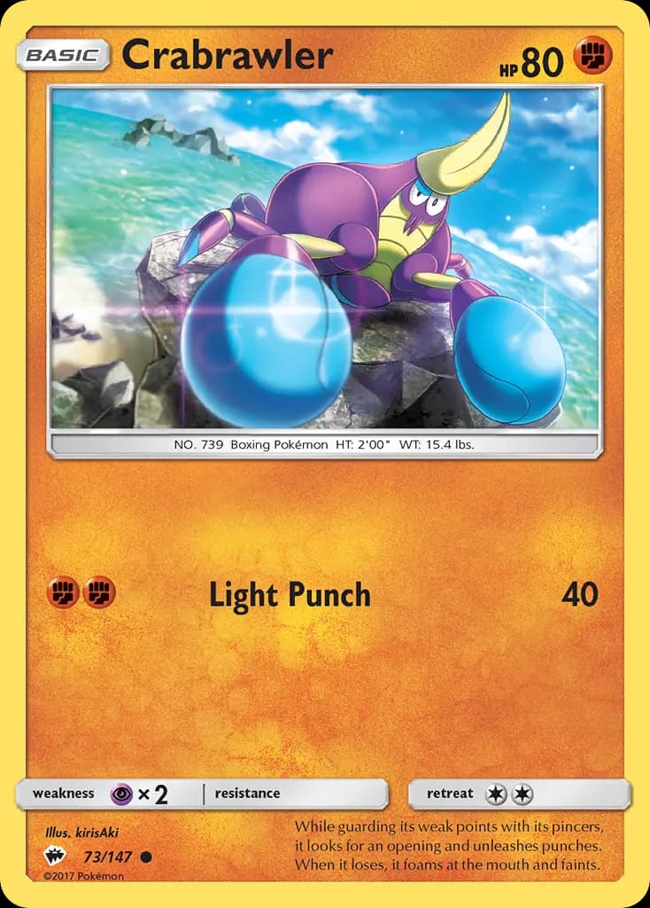 Crabrawler — Burning Shadows 73 Pokémon card