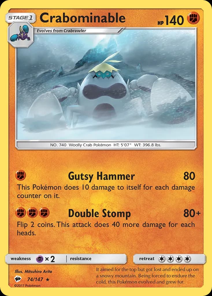 Crabominable — Burning Shadows 74 Pokémon card