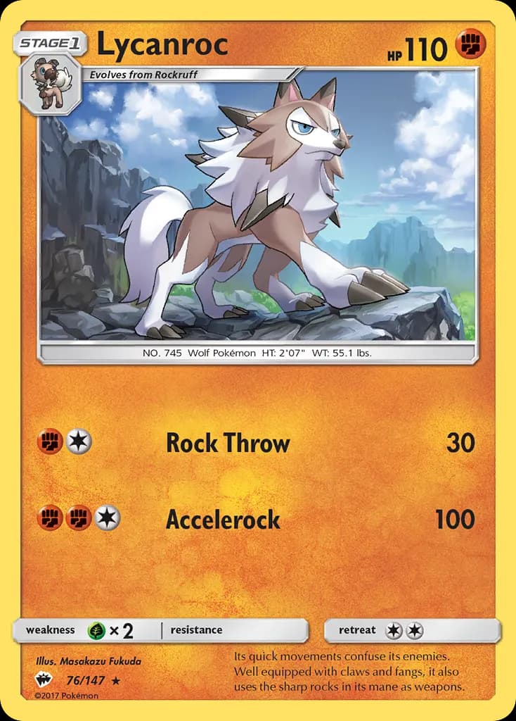 Lycanroc — Burning Shadows 76 Pokémon card