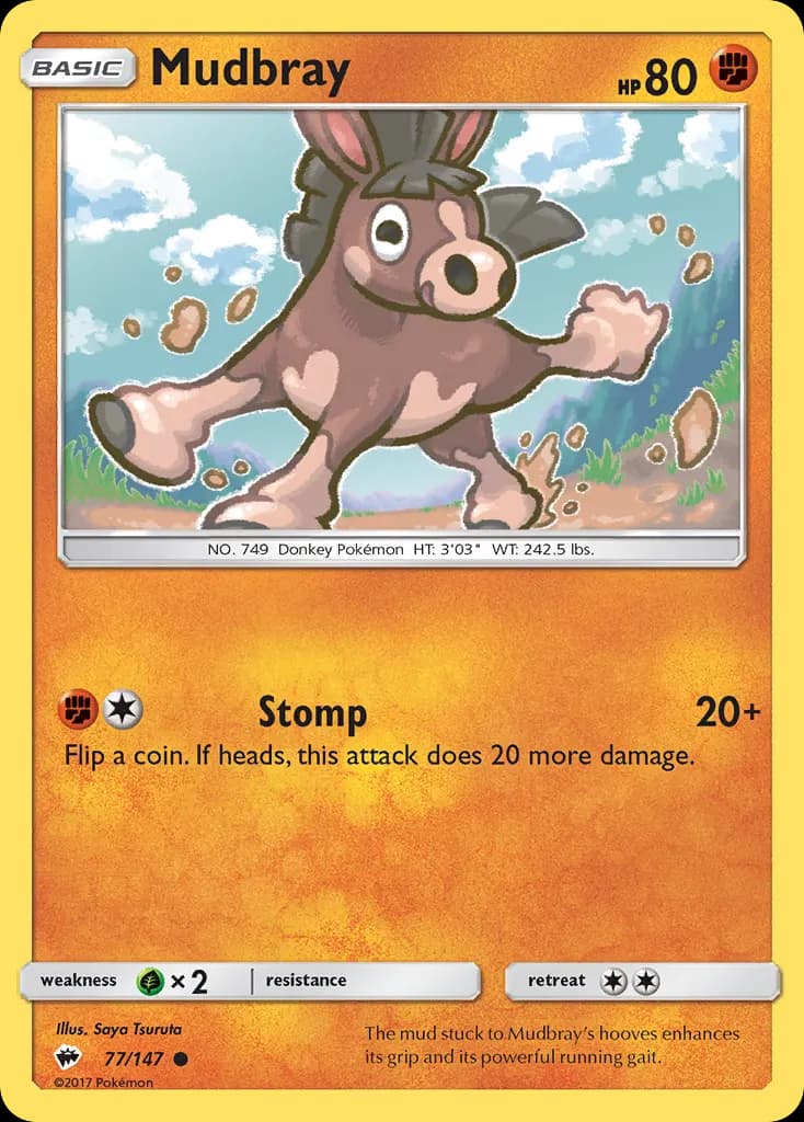 Mudbray — Burning Shadows 77 Pokémon card