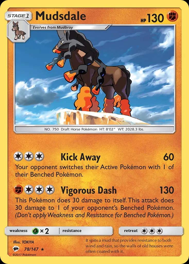 Mudsdale — Burning Shadows 78 Pokémon card