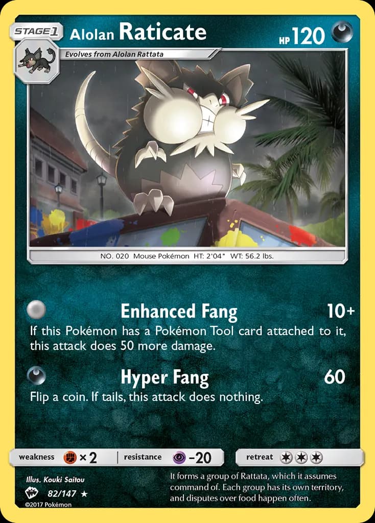 Alolan Raticate — Burning Shadows 82 Pokémon card