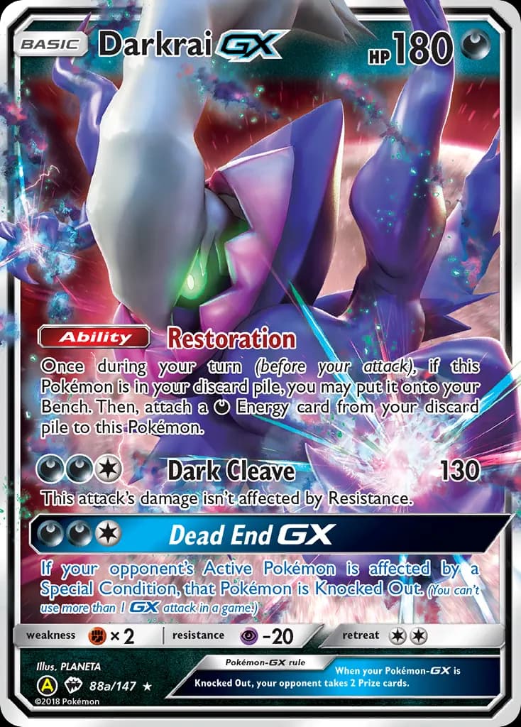 Darkrai-GX — Burning Shadows 88a Pokémon card