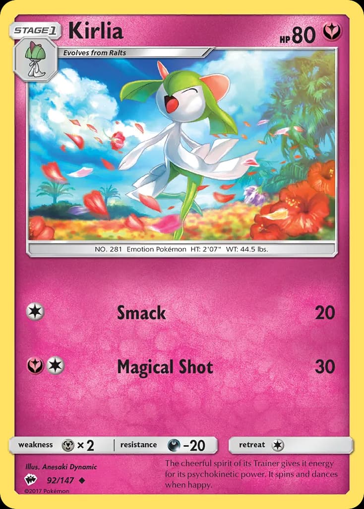 Kirlia — Burning Shadows 92 Pokémon card