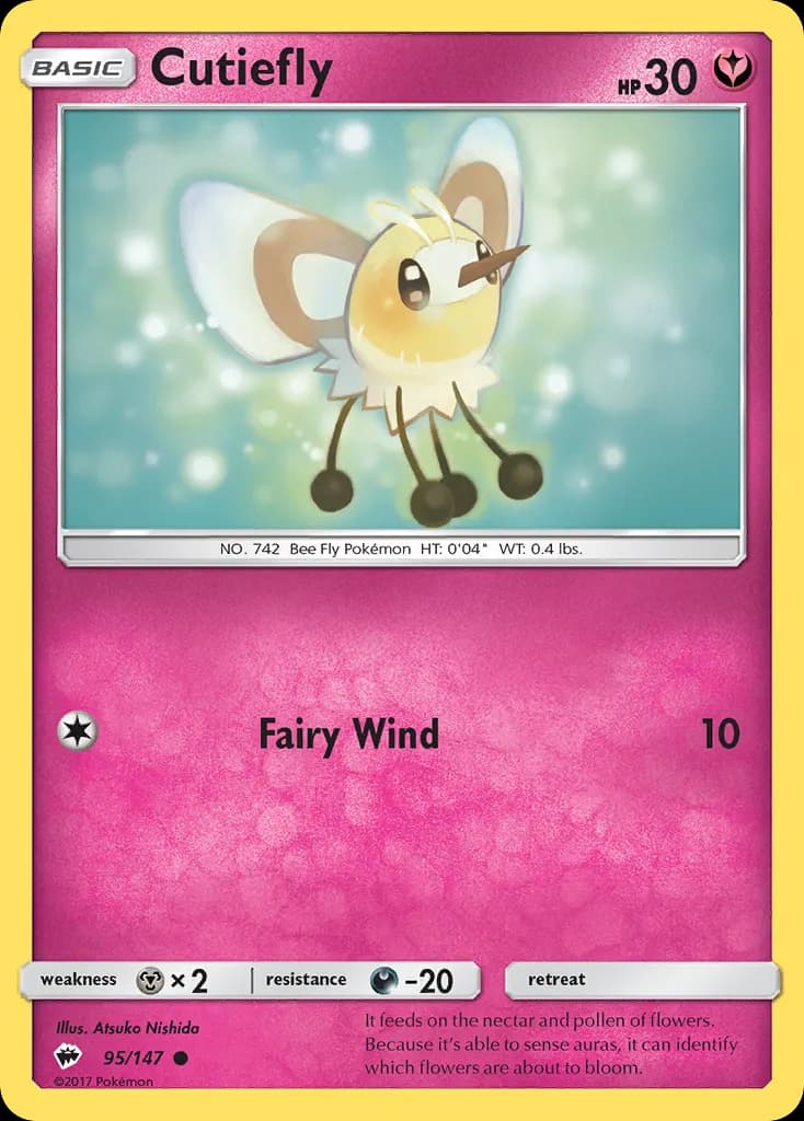 Cutiefly — Burning Shadows 95 Pokémon card