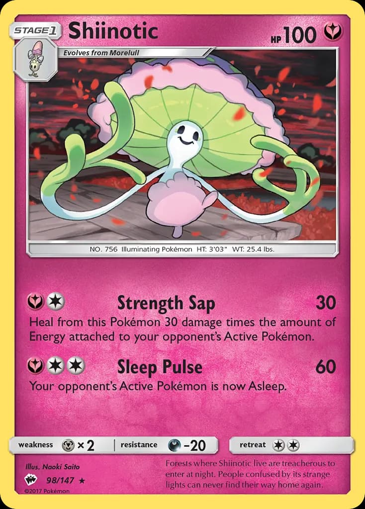 Shiinotic — Burning Shadows 98 Pokémon card