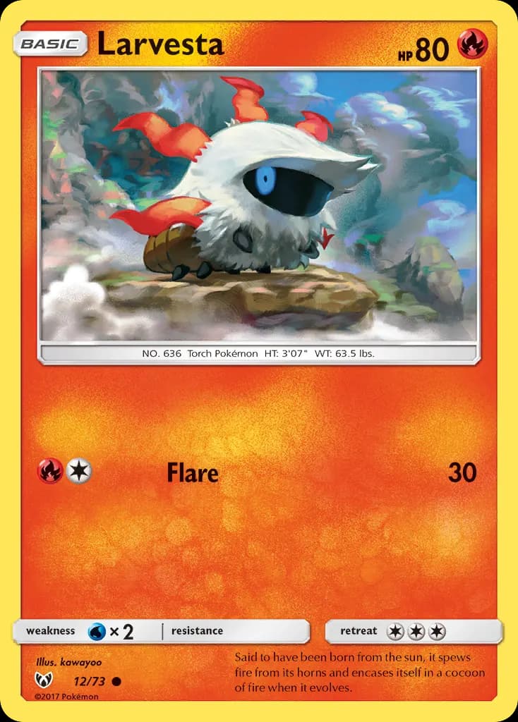 Larvesta — Shining Legends 12 Pokémon card