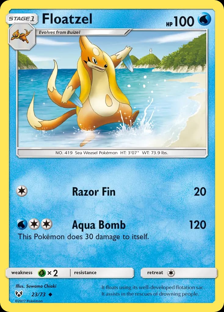 Floatzel — Shining Legends 23 Pokémon card