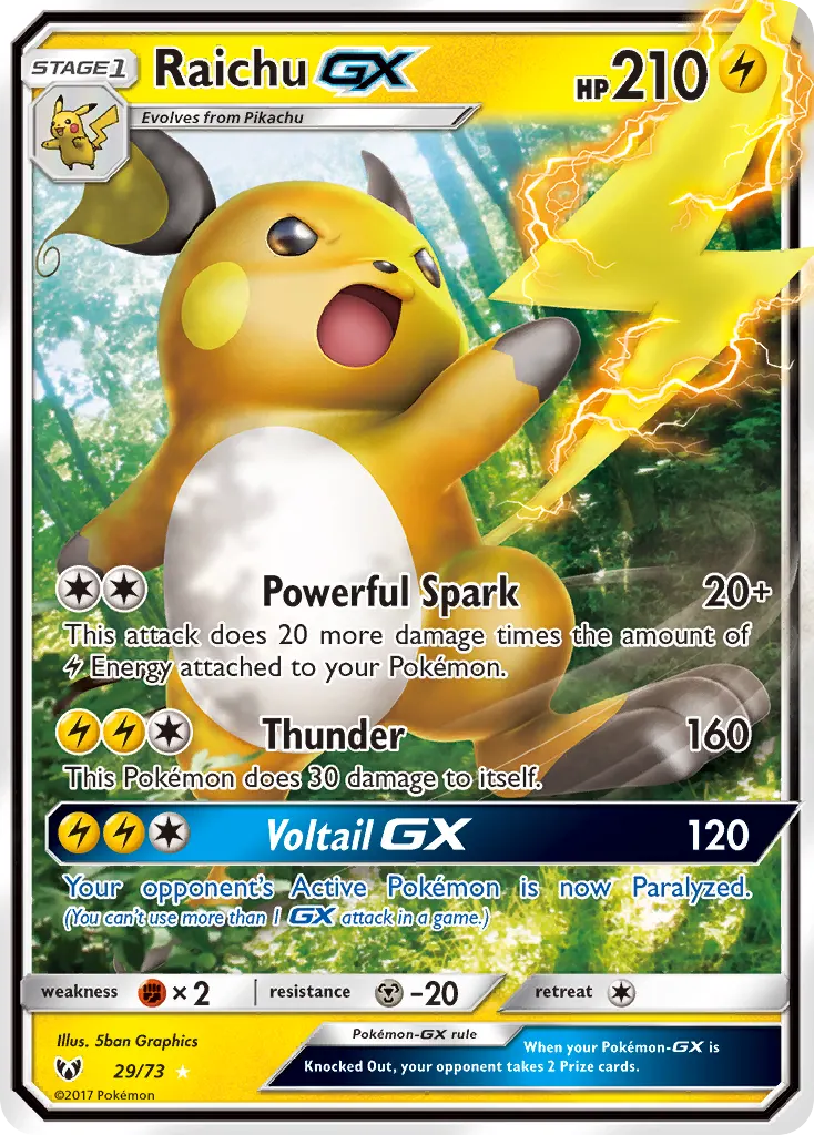 Raichu-GX — Shining Legends 29 Pokémon card