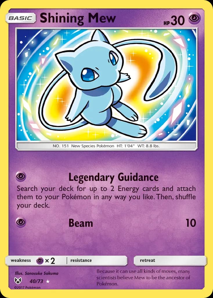 Shining Mew — Shining Legends 40 Pokémon card