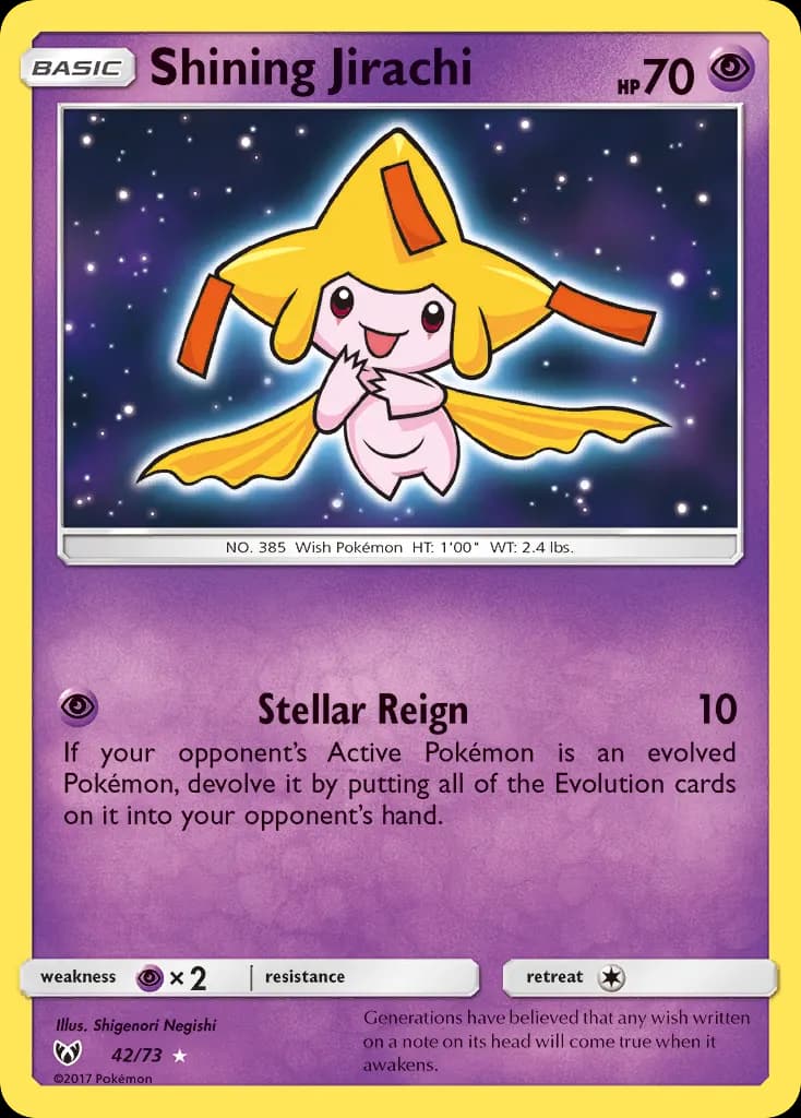 Shining Jirachi — Shining Legends 42 Pokémon card