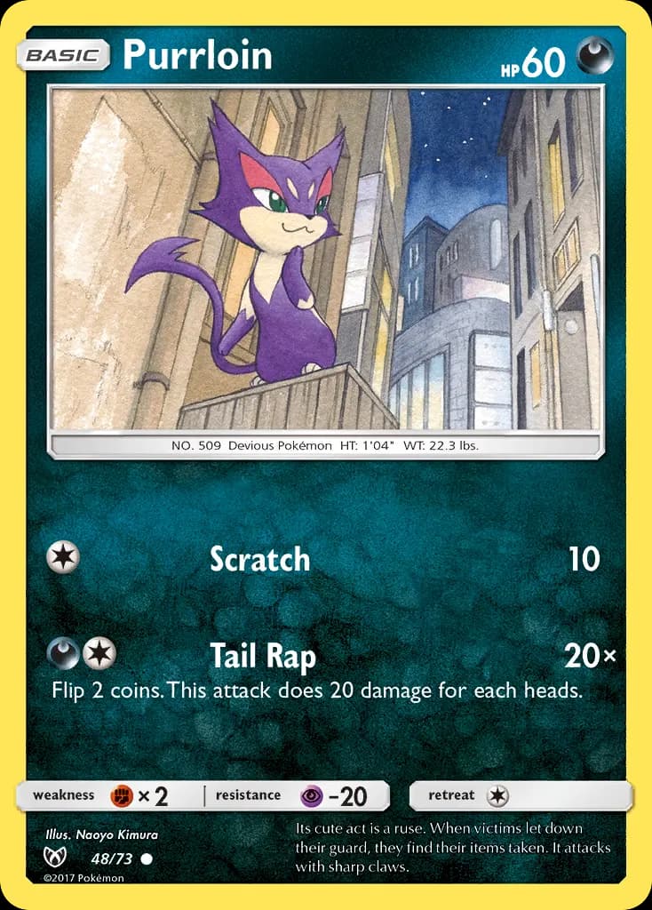 Purrloin — Shining Legends 48 Pokémon card