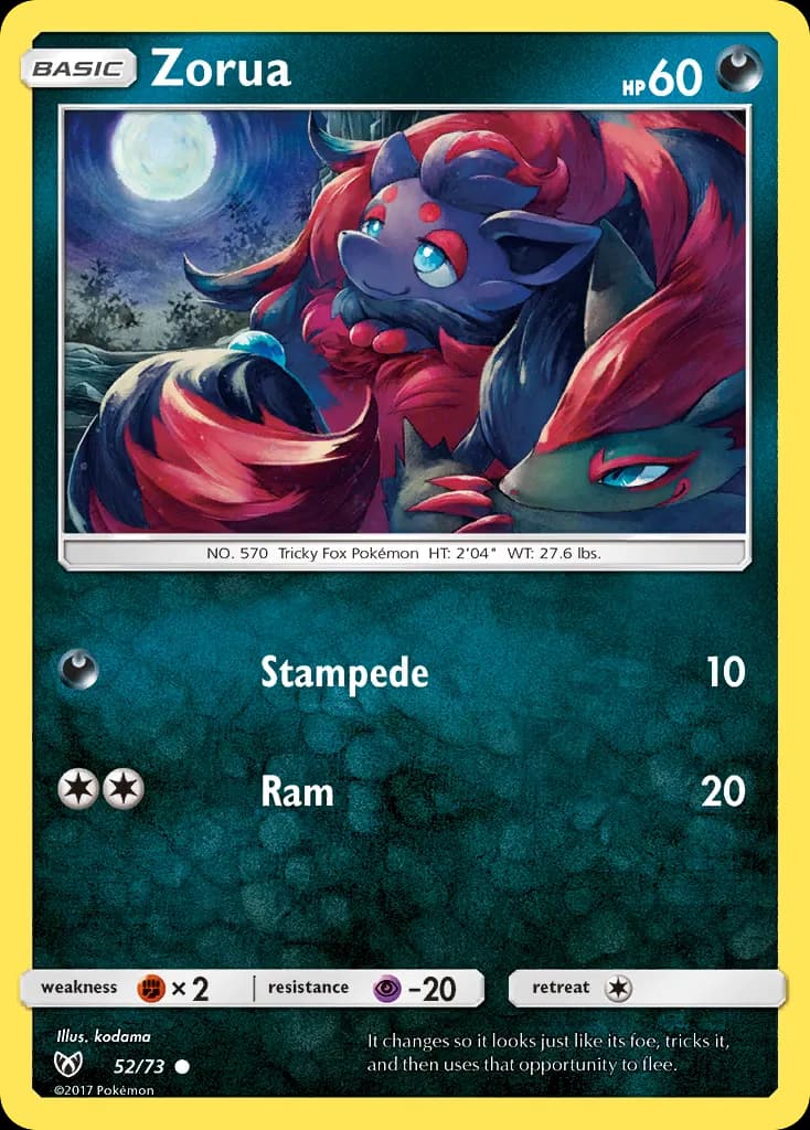 Zorua — Shining Legends 52 Pokémon card