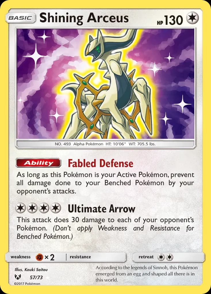Shining Arceus — Shining Legends 57 Pokémon card