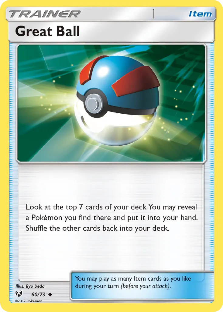 Great Ball — Shining Legends 60 Pokémon card