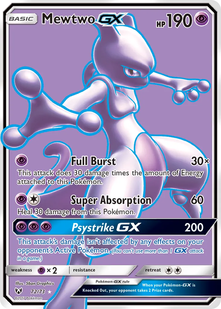 Mewtwo GX — Légendes Brillantes 72 French Pokémon card
