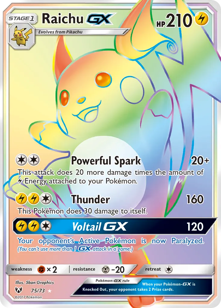Raichu-GX — Shining Legends 75 Pokémon card