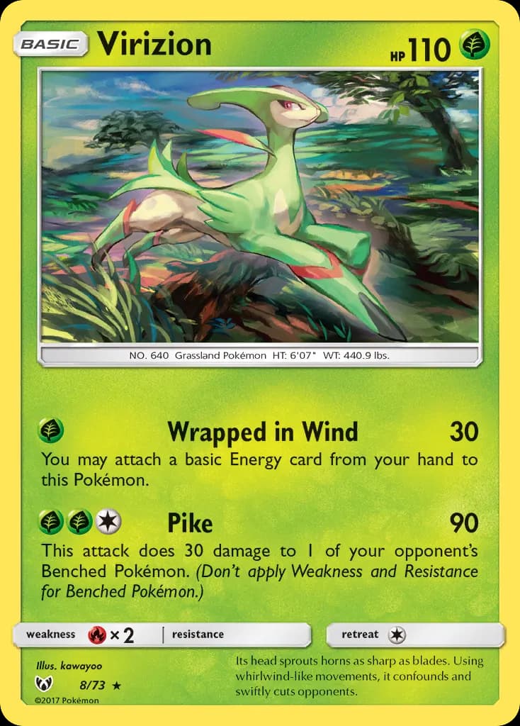 Virizion — Shining Legends 8 Pokémon card