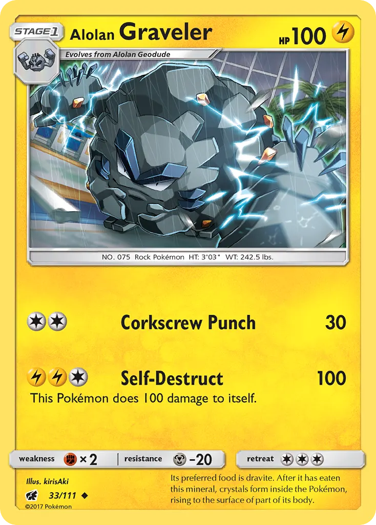 Alolan Graveler — Crimson Invasion 33 Pokémon card